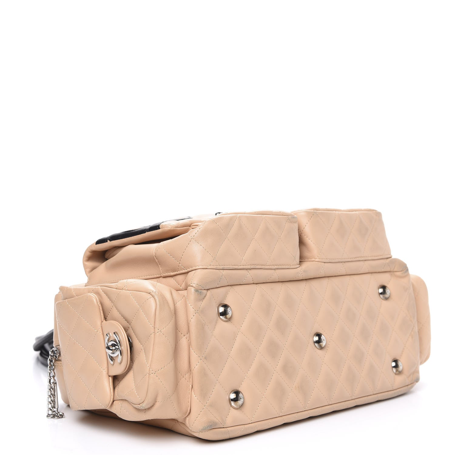 Chanel Calfskin Quilted Large Cambon Multipocket Reporter Beige Black 3 of 15