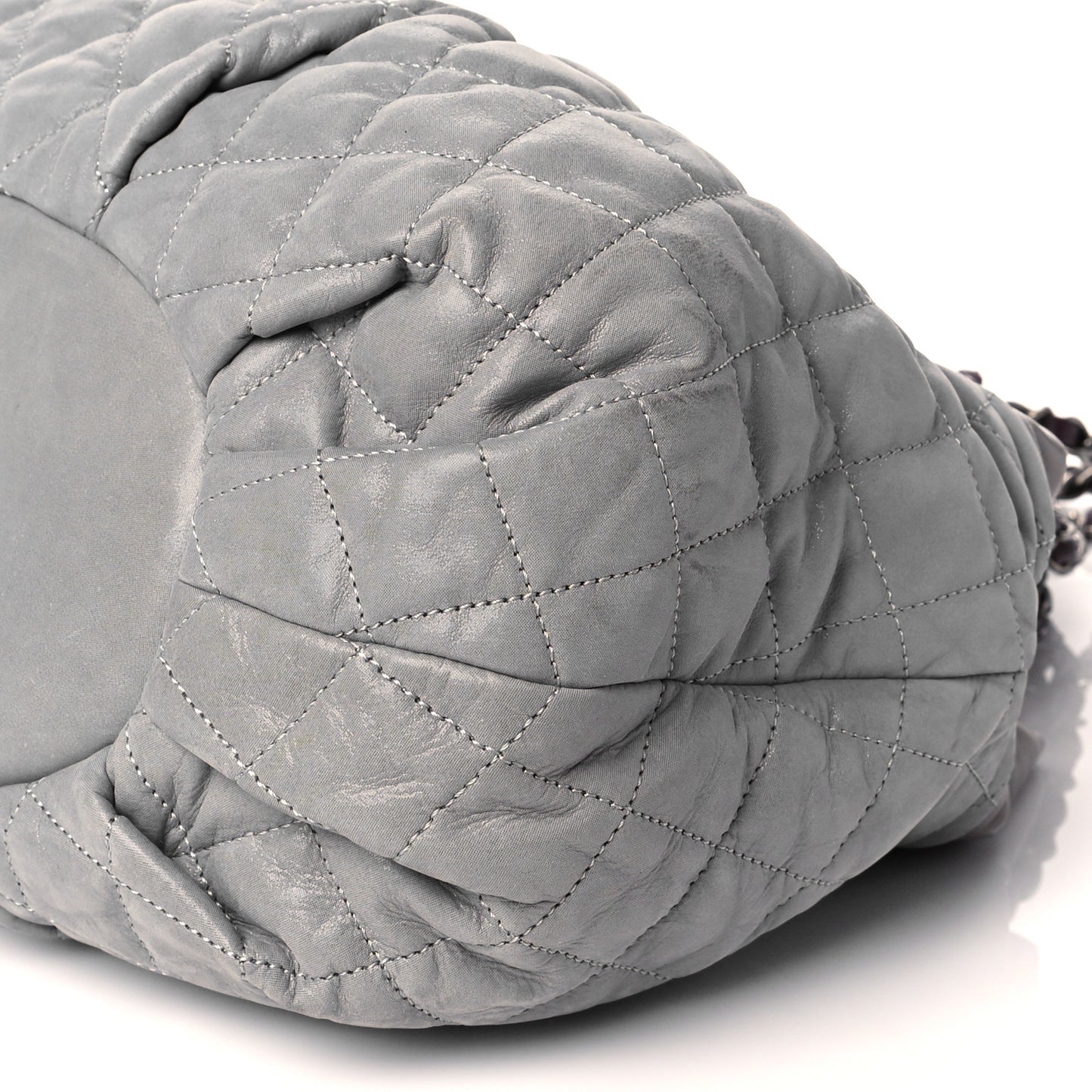 Iridescent Calfskin Quilted Small In The Mix Tote Grey