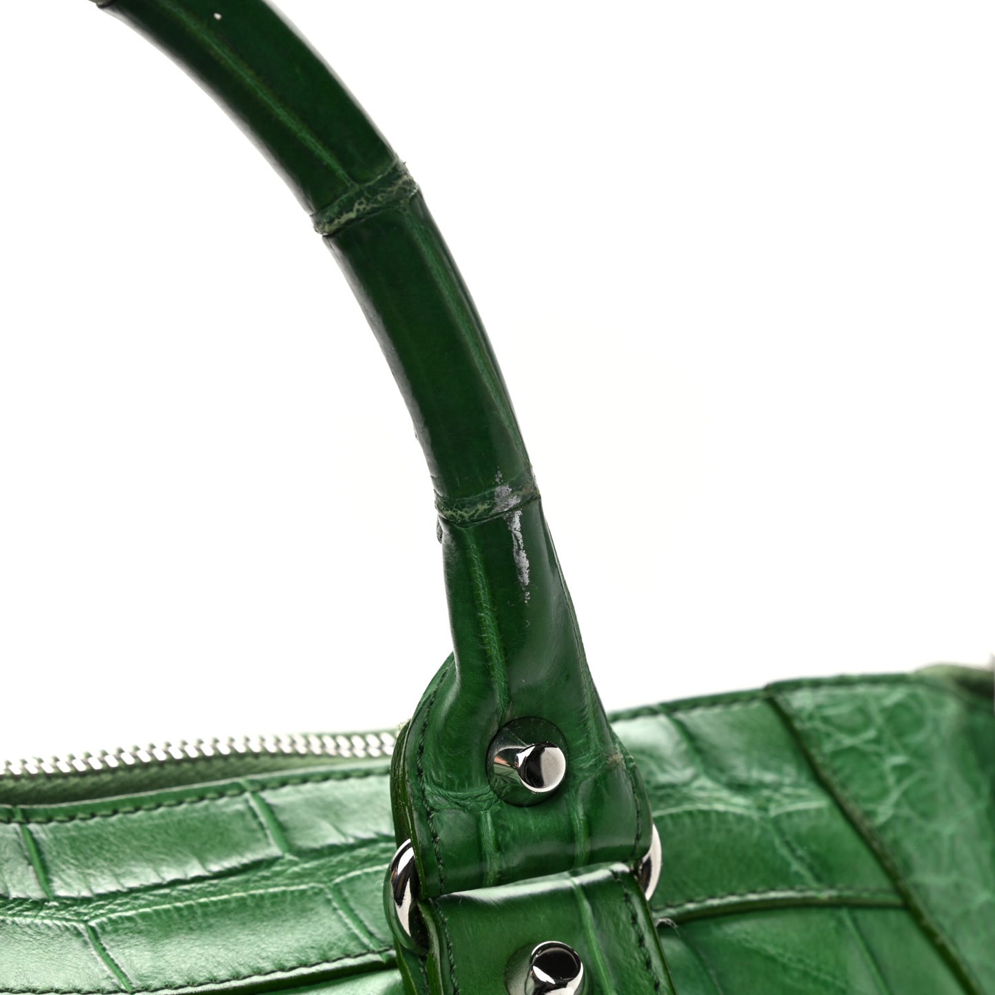 Crocodile Classic Silver Hardware Work Green