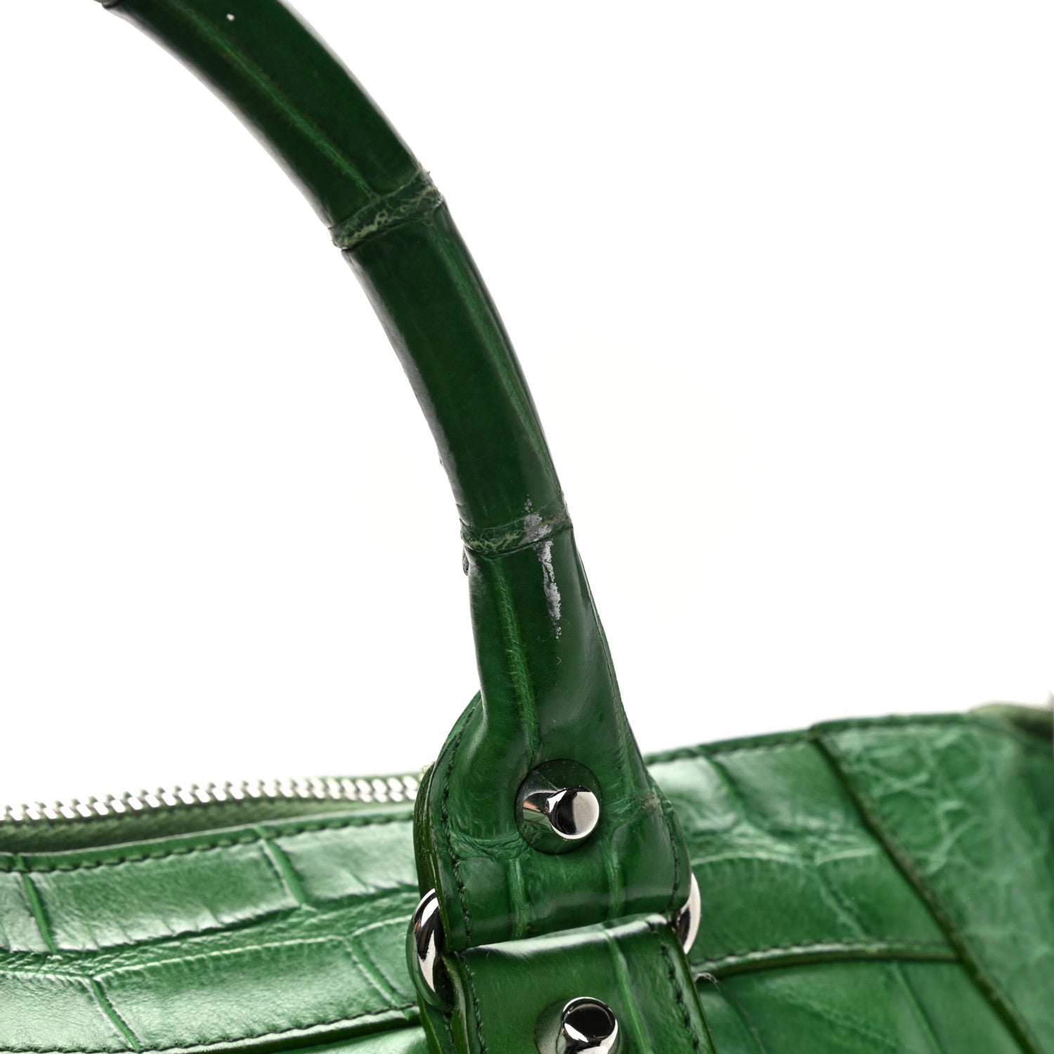 Balenciaga Crocodile Classic Silver Hardware Work Green 16 of 17