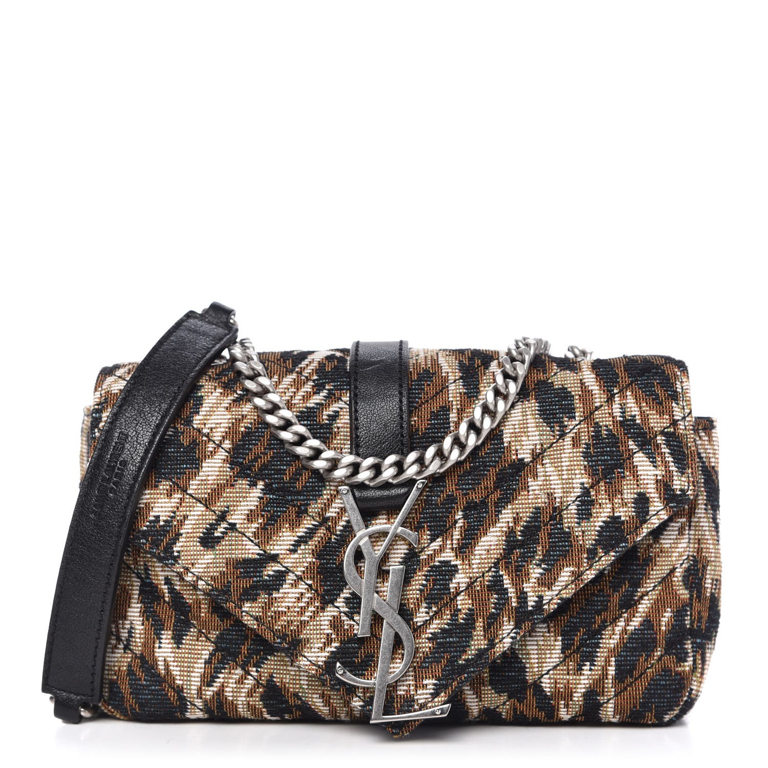 Saint Laurent Jacquard Leopard Matelasse Chevron Monogram Baby Chain Bag Black 1 of 10