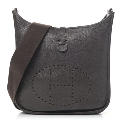 Hermes Taurillon Clemence Evelyne II PM Chocolate 1 of 6