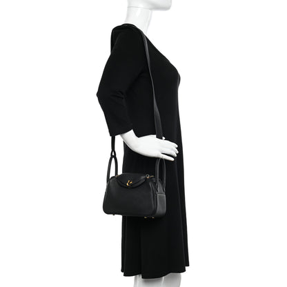 Hermes Taurillon Clemence Mini Lindy 20 Black 2 of 17