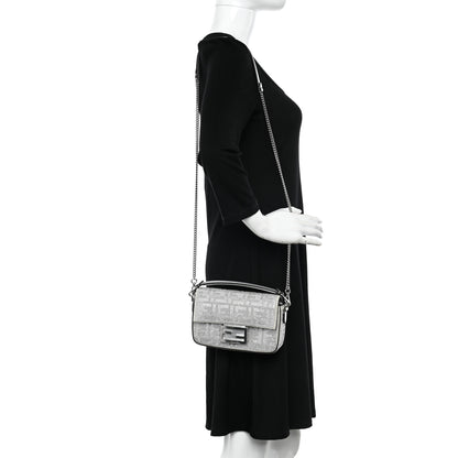 Fendi Crystal Vitello Laminato FF Mini Baguette Crystal Argento 2 of 12