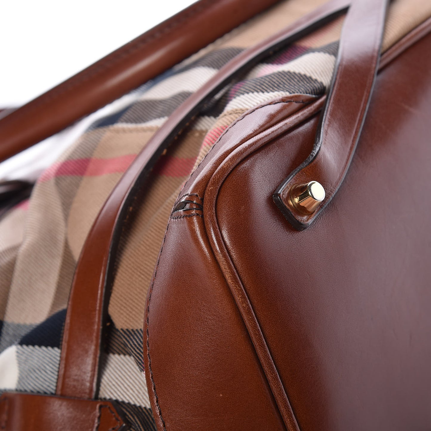 House Check Bridle Calfskin Medium Lynher Tote Dark Tan