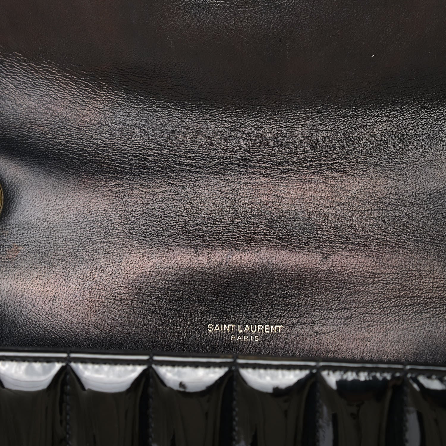 Saint Laurent Patent Matelasse Monogram Large Vicky Chain Bag Black 12 of 15