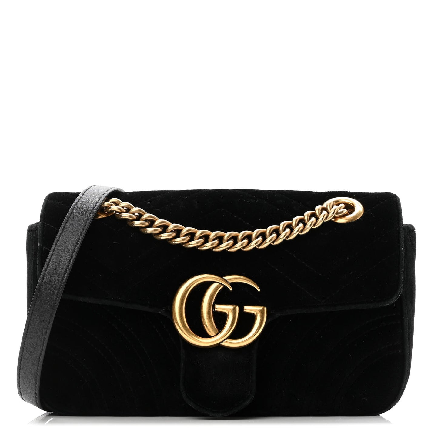 Velvet Matelasse Mini GG Marmont Shoulder Bag Black