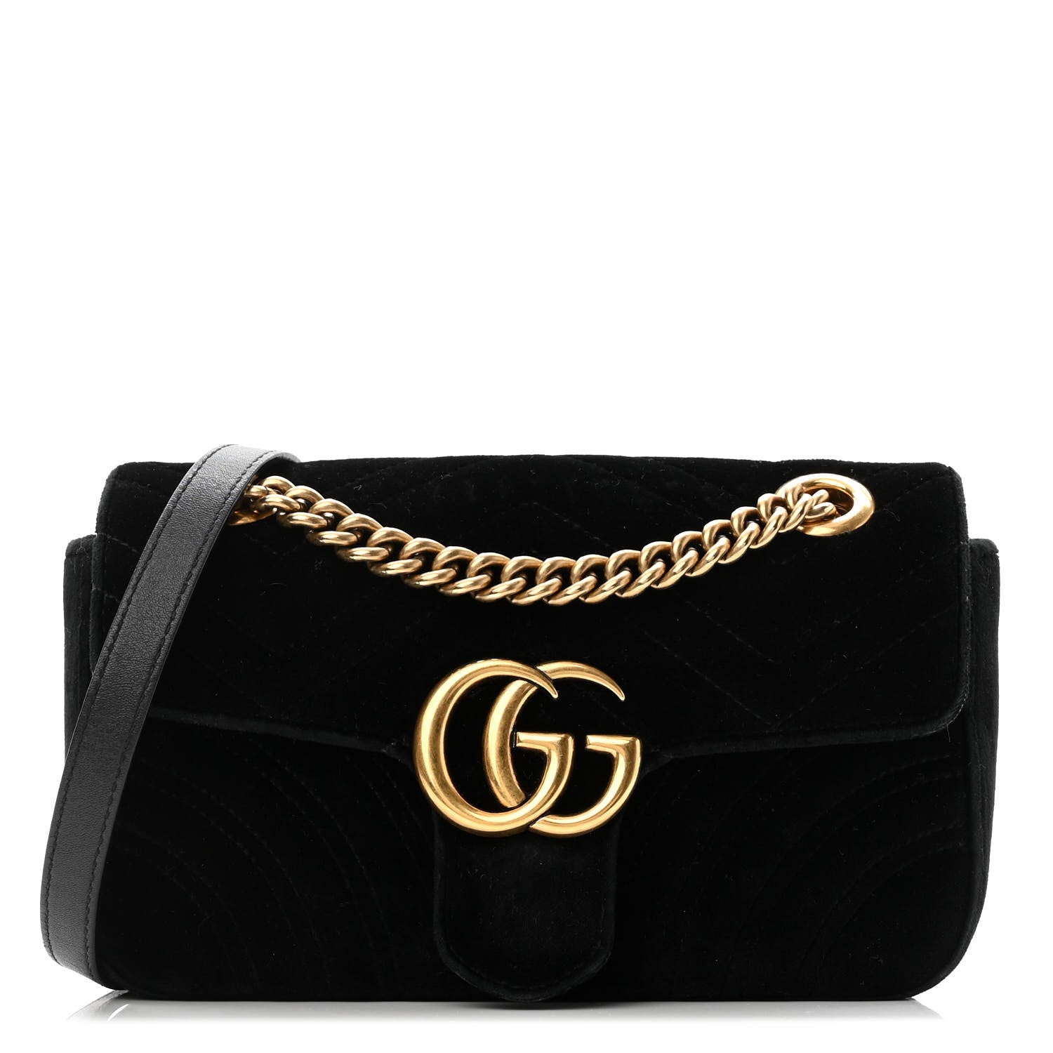 Gucci Velvet Matelasse Mini GG Marmont Shoulder Bag Black 1 of 10