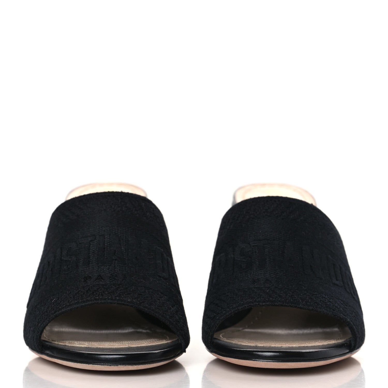 Christian Dior Cotton Embroidered Dway 85mm Slide Sandals 36.5 Black 2 of 10