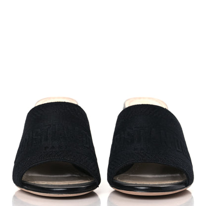 Christian Dior Cotton Embroidered Dway 85mm Slide Sandals 36.5 Black 2 of 10