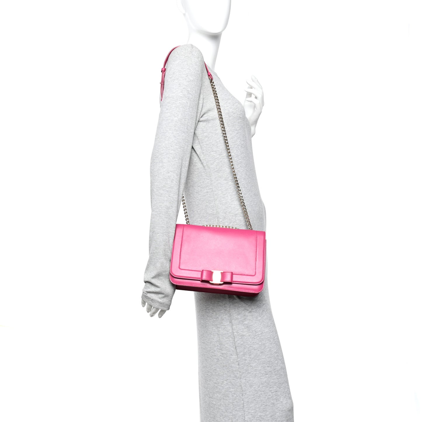 Smooth Calfskin Vara Bow Chain Flap Crossbody Begonia