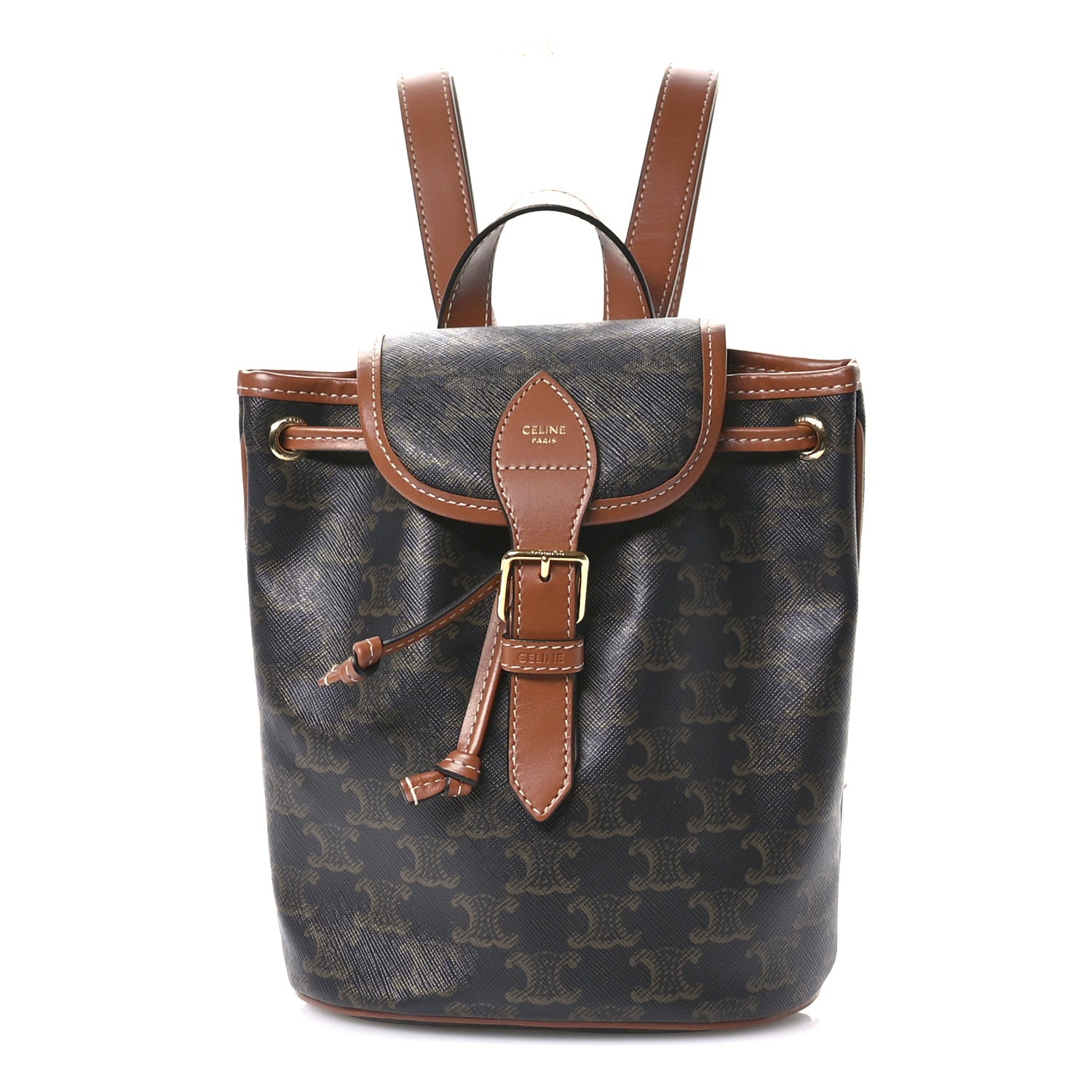Celine Triomphe Canvas Calfskin Mini Folco Backpack Tan 8 of 10
