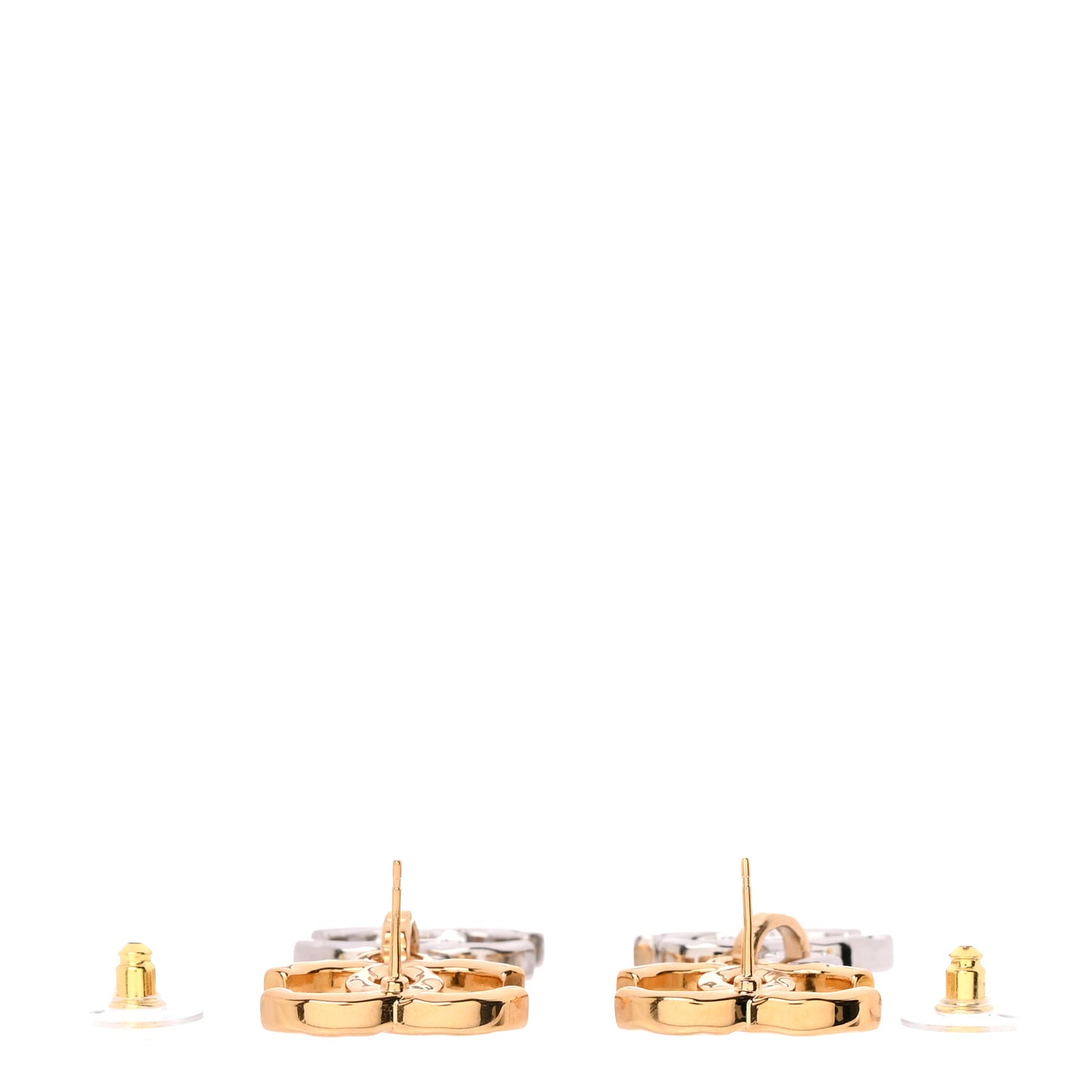 Metal CC Pendant Drop Earrings Gold Silver