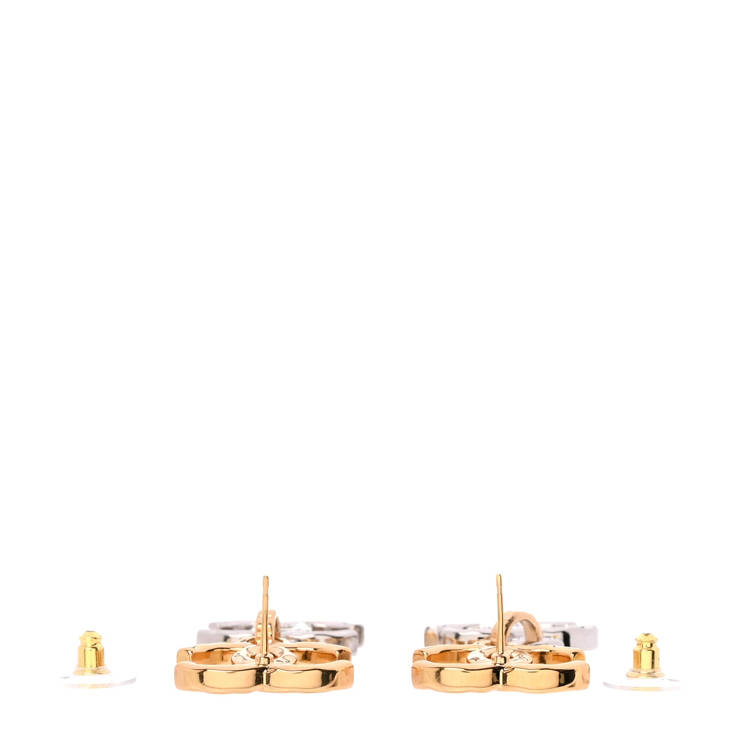 Chanel Metal CC Pendant Drop Earrings Gold Silver 3 of 5