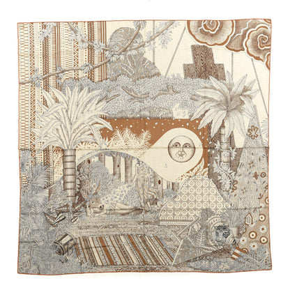 Hermes Cashmere Silk Acte III Scene I La Clairiere Shawl 140 Naturel Marron Noisette 1 of 3