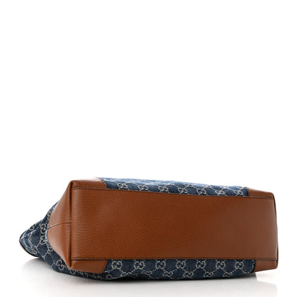 Gucci New Denim GG Monogram Medium Ophidia Shopping Tote Blue Tea Cuir 4 of 10