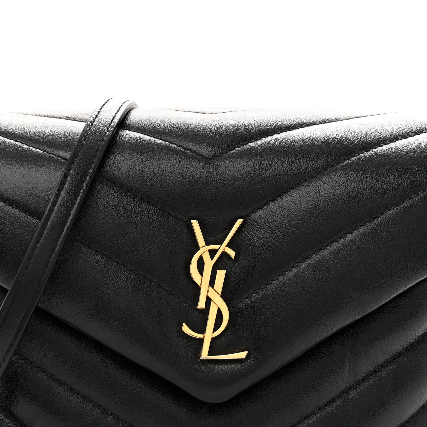 Calfskin Y Quilted Monogram Toy Loulou Crossbody Bag Black