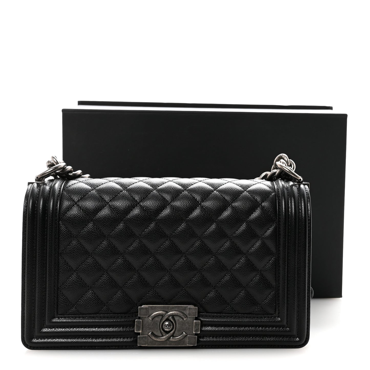 Caviar Quilted Medium Boy Flap Black