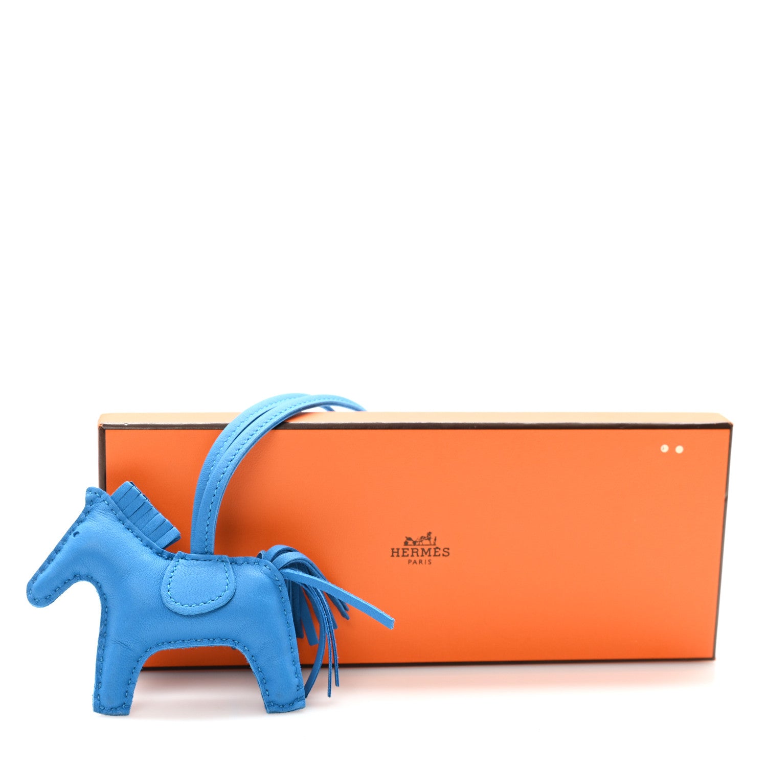 Hermes Milo Lambskin Grigri Rodeo Horse Bag Charm PM Bleu Zanzibar