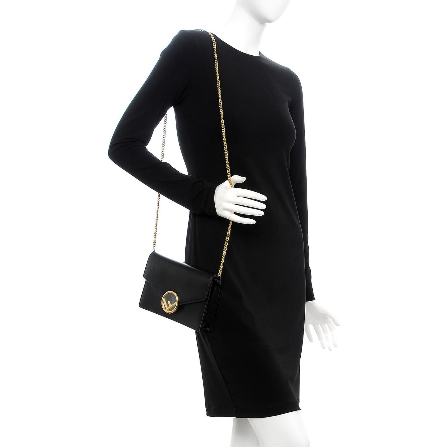 Vitello Liberty Lucido F is Fendi Medium Envelope Wallet on Chain Black