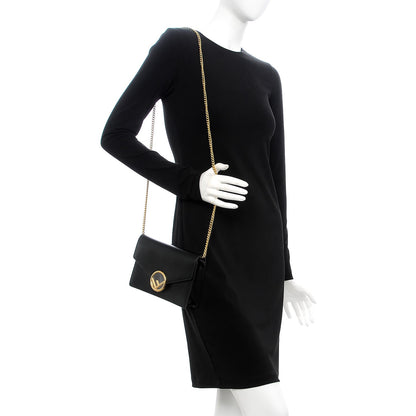 Fendi Vitello Liberty Lucido F is Fendi Medium Envelope Wallet on Chain Black 2 of 7
