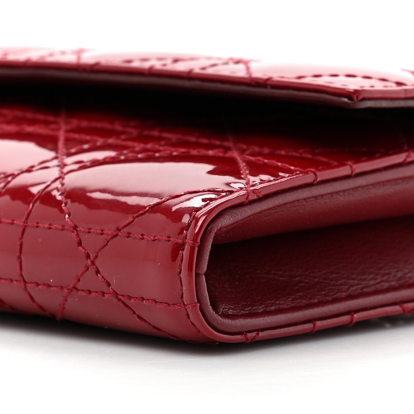 Patent Cannage Lady Dior Rendezvous Wallet On Chain Red