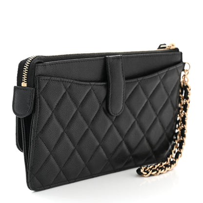 Chanel Caviar Quilted Classic Pouch With Handle Black 3 of 11