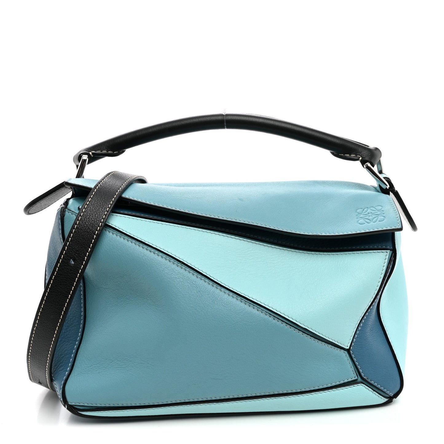 Calfskin Medium Puzzle Bag Light Blue Aqua