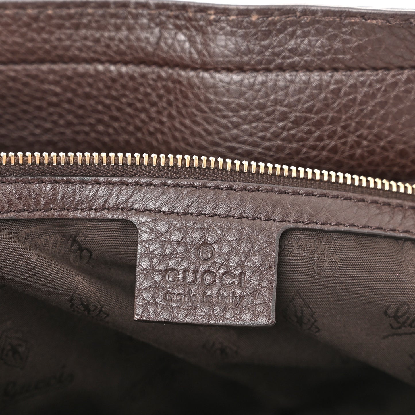 Calfskin Large Web Heritage Tote Dark Brown