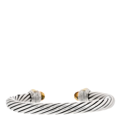 David Yurman Sterling Silver 14K Yellow Gold Citrine 7mm Cable Classics Bracelet 2 of 3