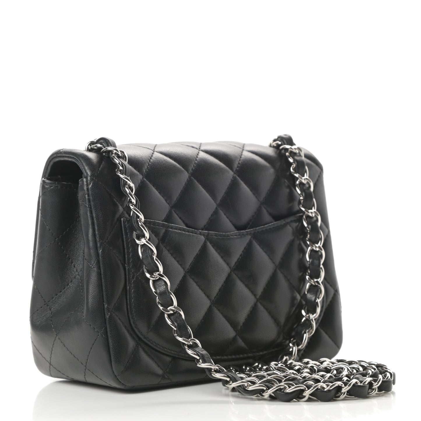 Lambskin Quilted Mini Square Flap Black