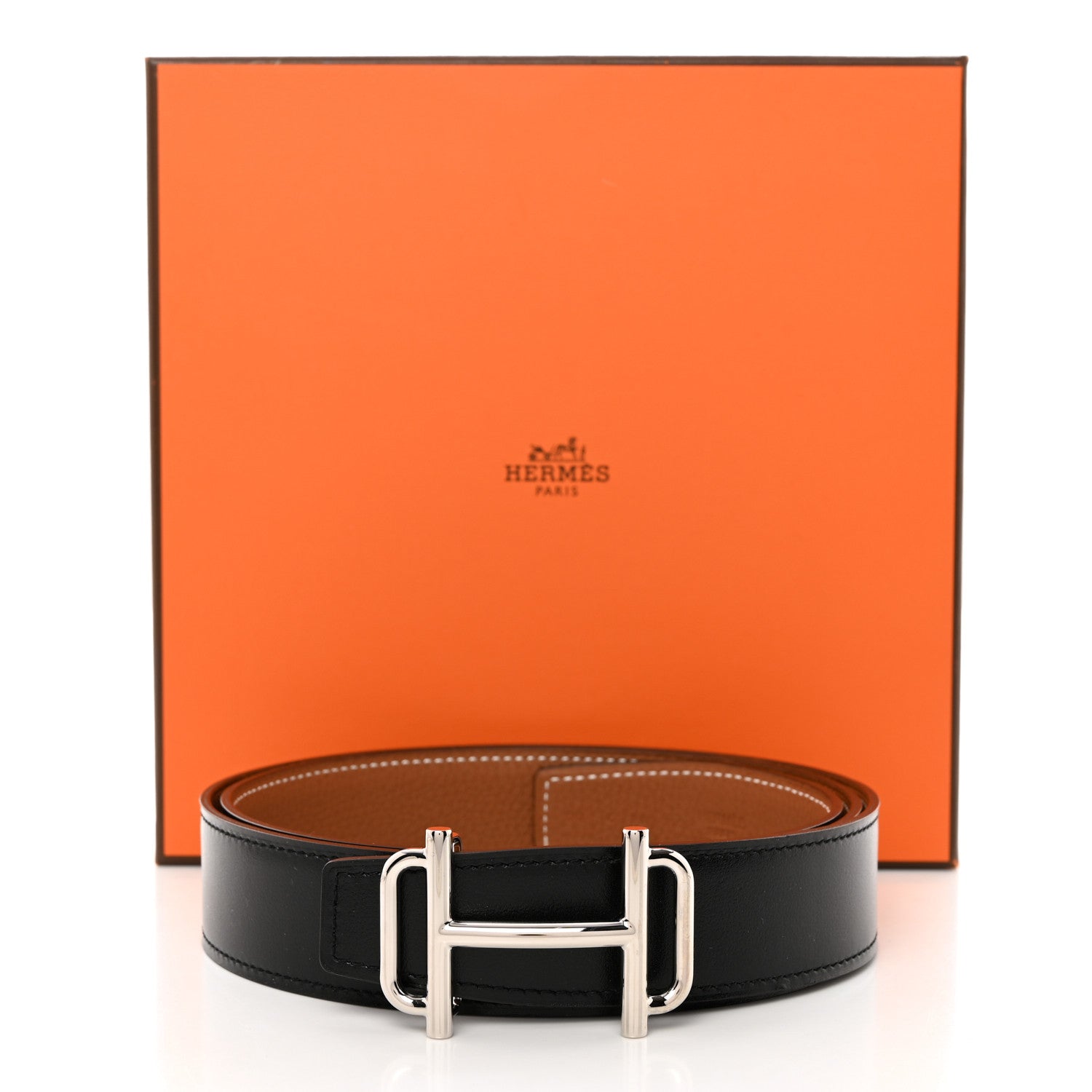 Hermes Box Togo 32mm Gamma Belt 90 36 Black Gold 7 of 7