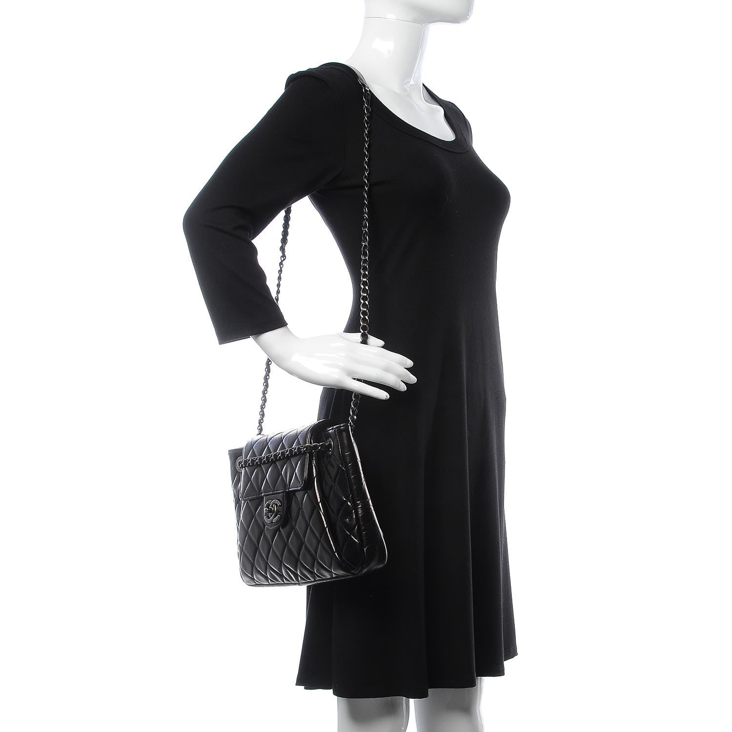 Chanel Glazed Calfskin Quilted Accordion Flap Black 2 of 11