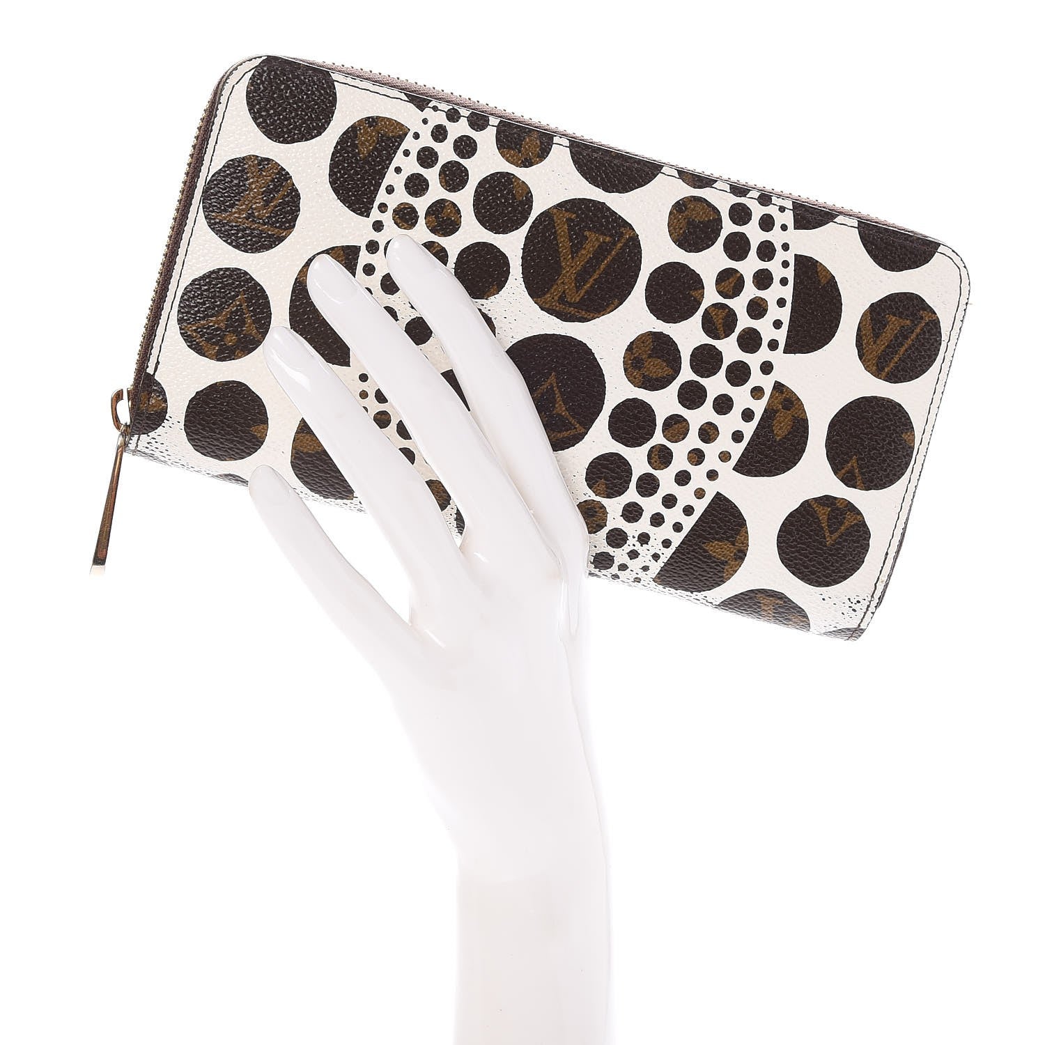 Louis Vuitton Monogram Kusama Pumpkin Dots Zippy Wallet White 13 of 22