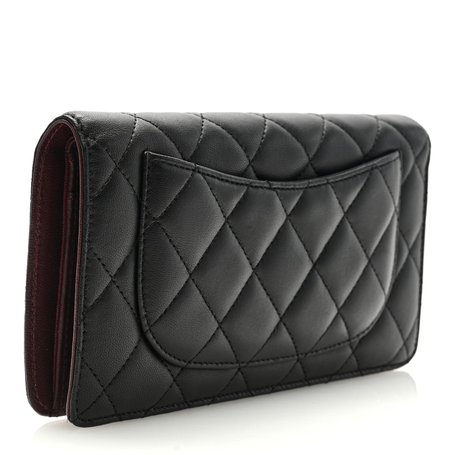 Chanel Lambskin Quilted Yen Wallet Black 3 of 7