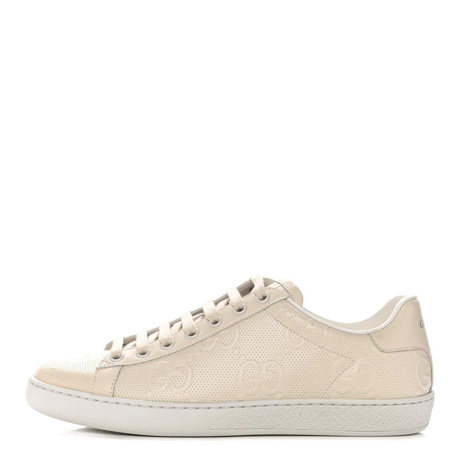 Gucci Calfskin GG Tennis Embossed Womens Ace Sneakers 39 Mystic White 1 of 10
