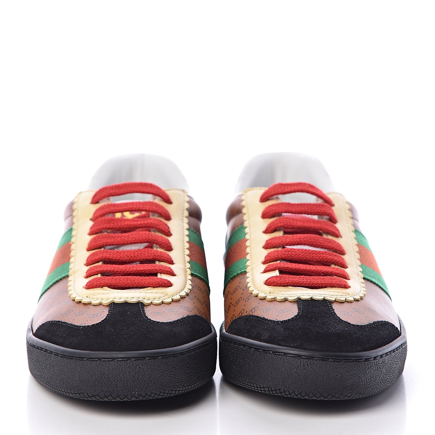 X DAPPER DAN Calfskin Suede GG Micro Monogram Womens G74 Sneakers 36 Black Cuir Burro
