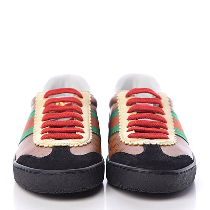 Gucci X DAPPER DAN Calfskin Suede GG Micro Monogram Womens G74 Sneakers 36 Black Cuir Burro 2 of 11