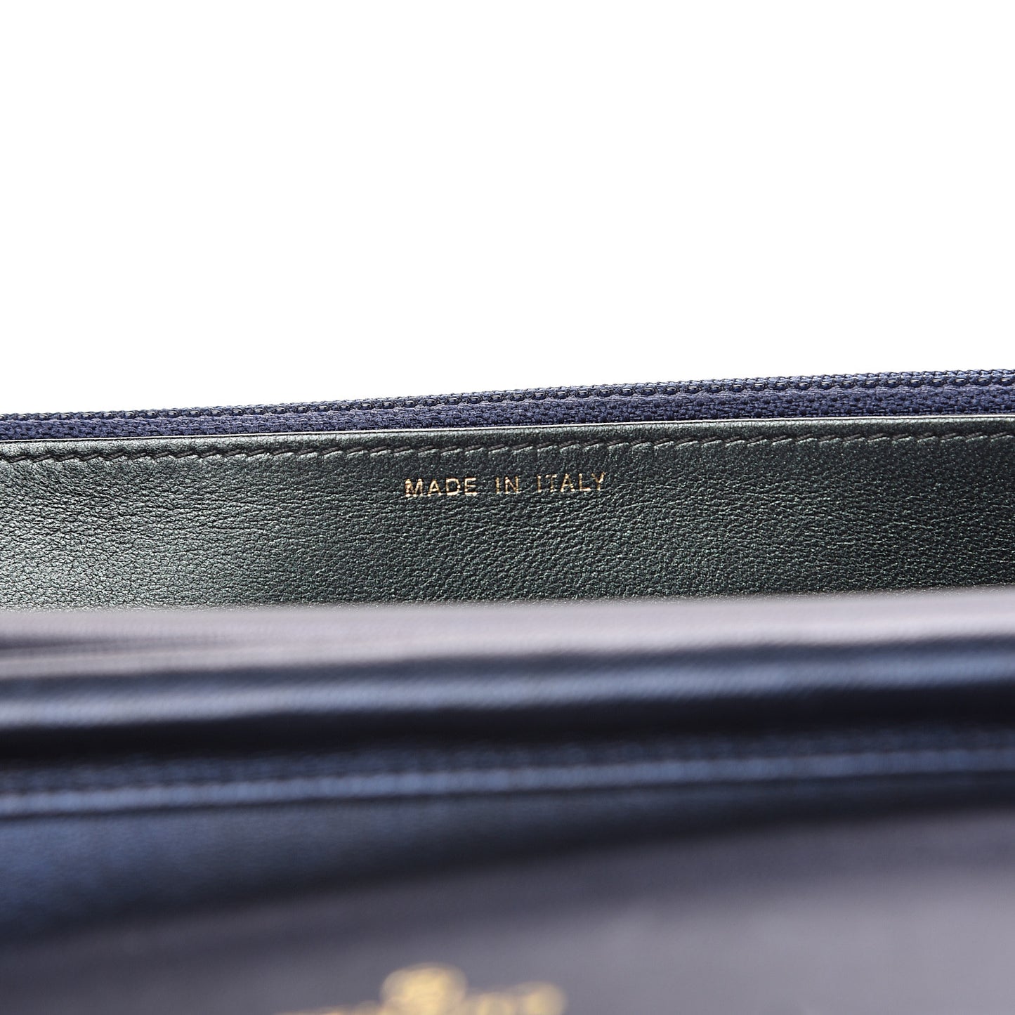 Goatskin Camellia Embossed Wallet On Chain WOC Navy