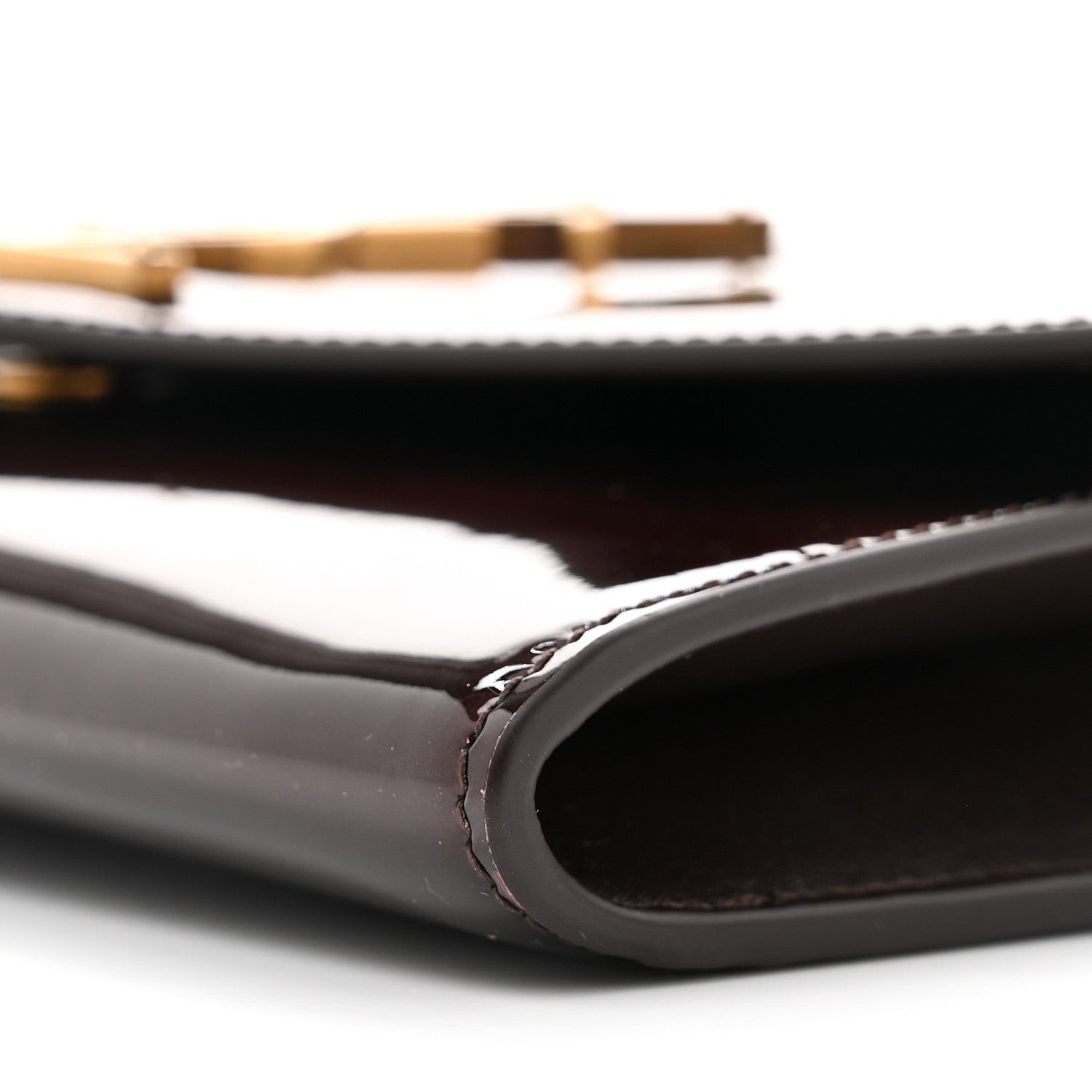 Saint Laurent Patent Uptown Chain Wallet  Brown 9 of 11