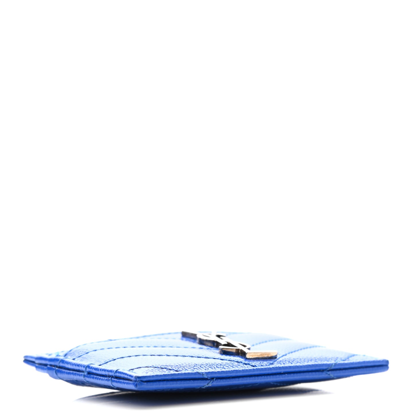 Grain De Poudre Matelasse Chevron Credit Monogram Card Case Blue Majorelle