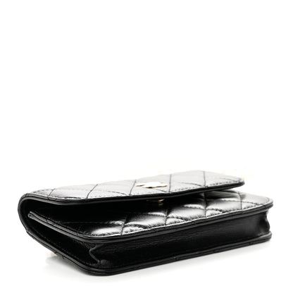 Chanel Calfskin Quilted Maxi Pearls Clutch With Chain Black 4 of 11