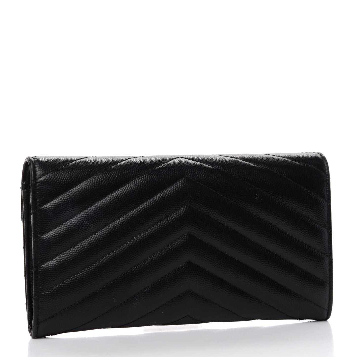 Grain De Poudre Matelasse Chevron Monogram Flap Wallet Black