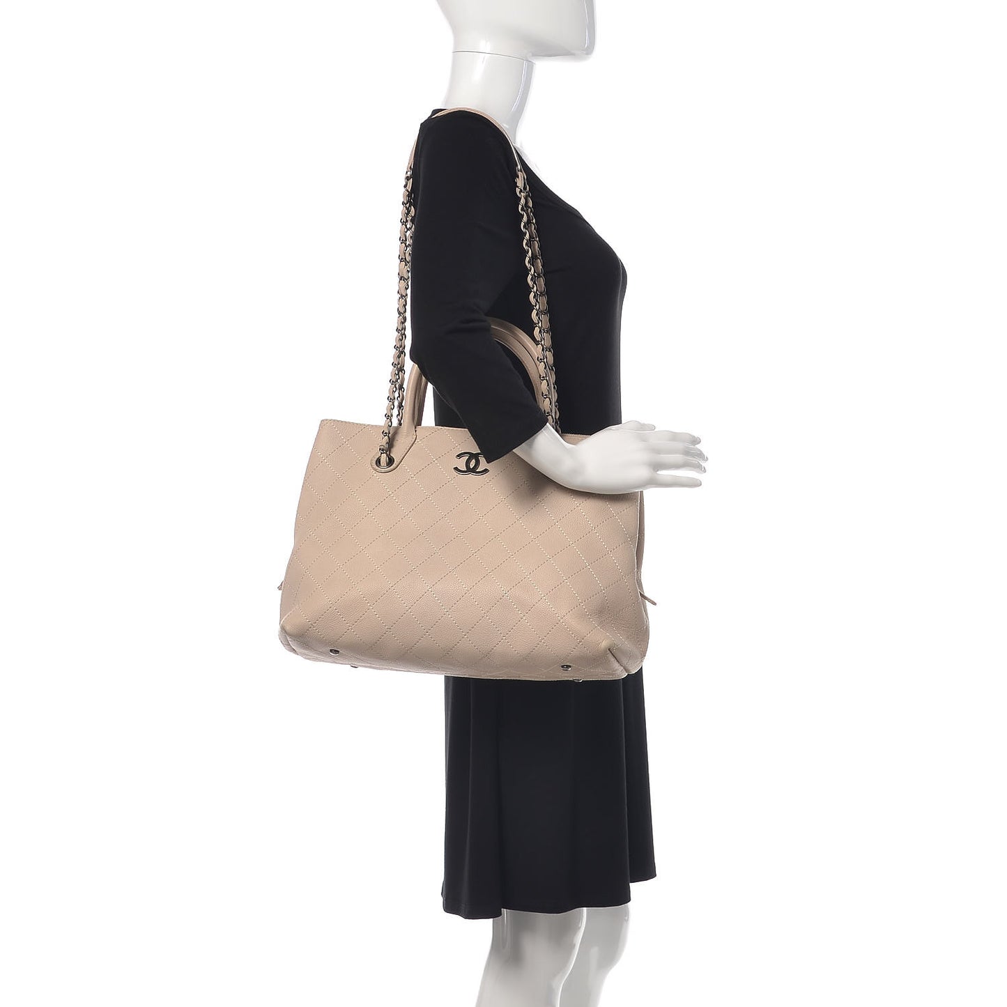 Grained Vegetal Calfskin Urban Shopping Tote Beige