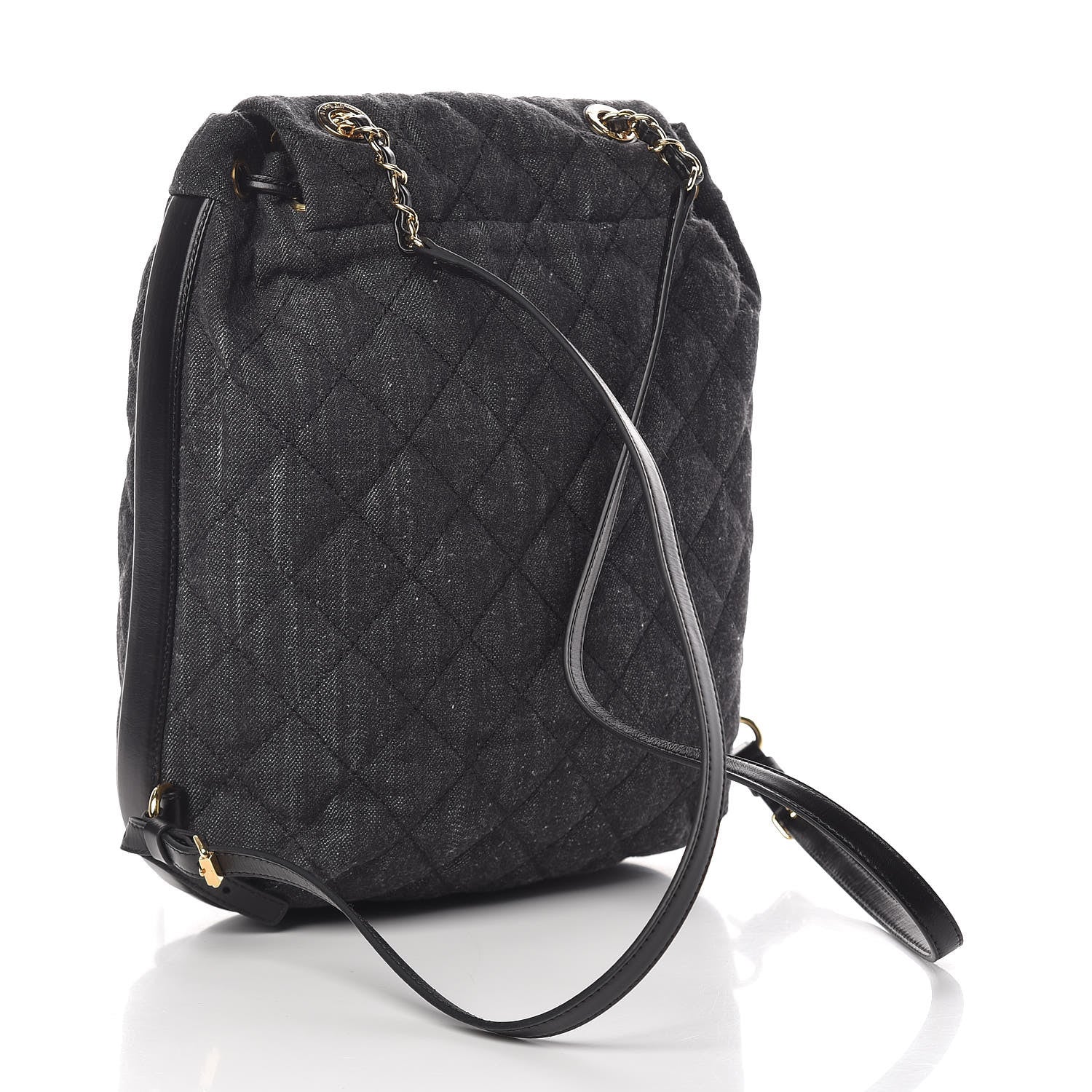 Chanel Denim Calfskin Quilted Backpack Dark Grey Black 3 of 14