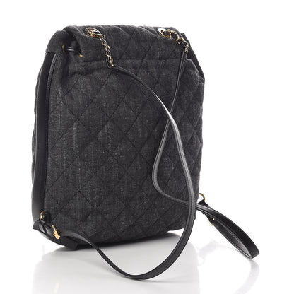Chanel Denim Calfskin Quilted Backpack Dark Grey Black 3 of 14