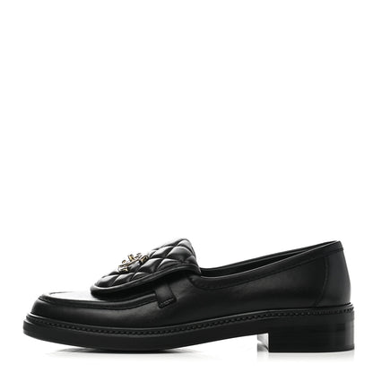 Chanel Lambskin Quilted CC Turnlock Loafers 37 Black 1 of 9