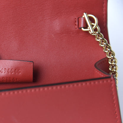 Gucci Calfskin Super Mini Sylvie Chain Shoulder Bag Hibiscus Red 9 of 11