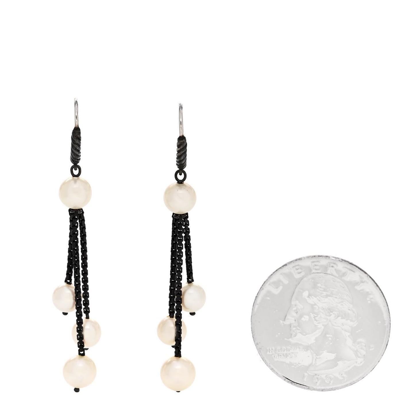 Darkened Sterling Silver Pearl Drop Earrings