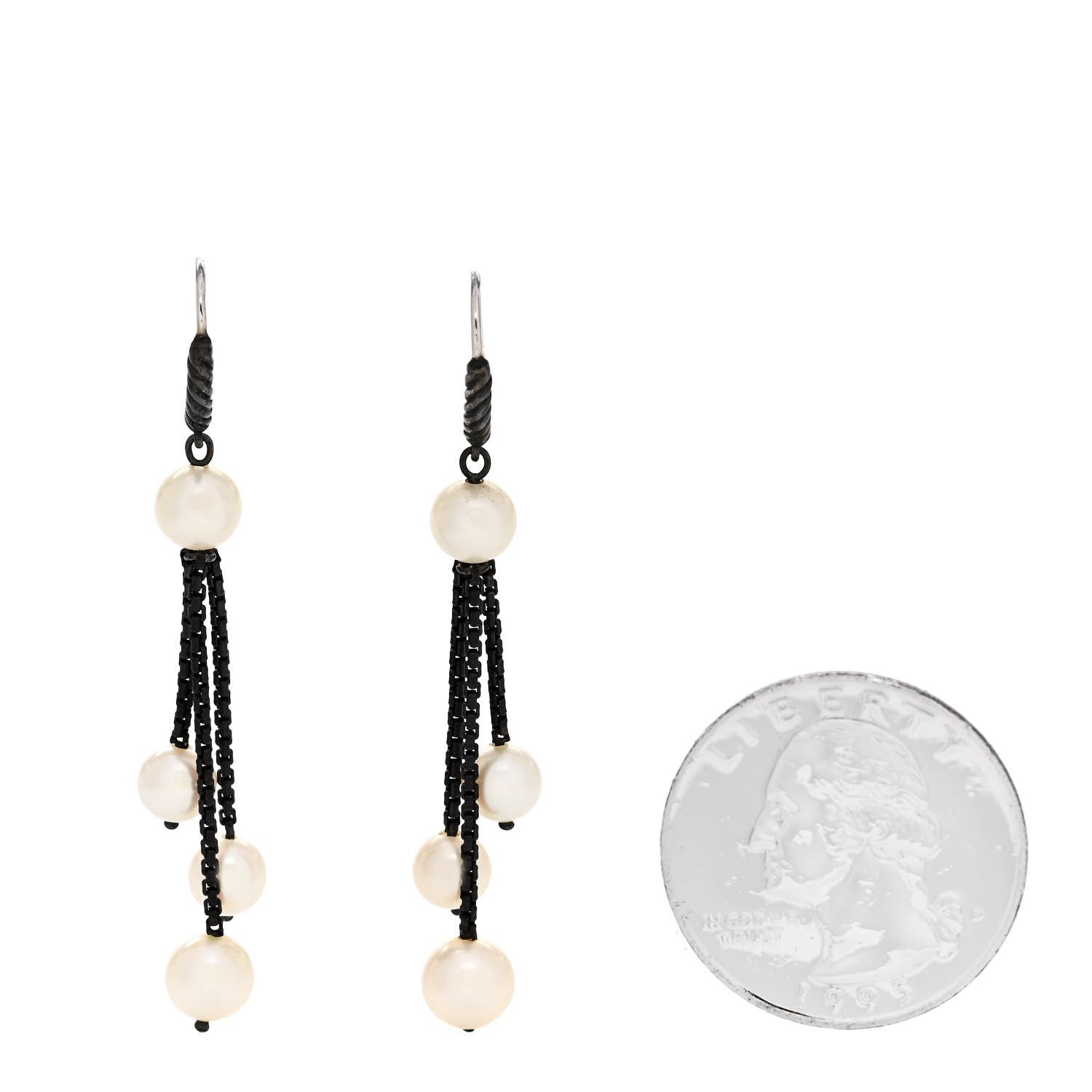 David Yurman Darkened Sterling Silver Pearl Drop Earrings 2 of 4